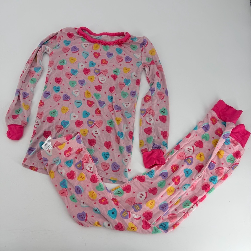 Ruffle Butts Candy Hearts Bamboo Pajamas 5 6